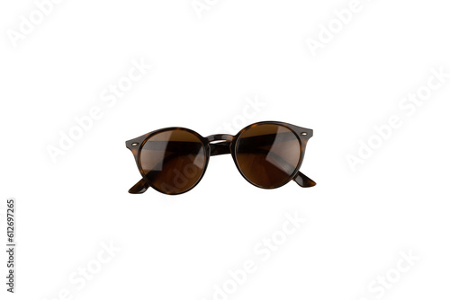 closeup of trendy sunglasses isolated, top view photo