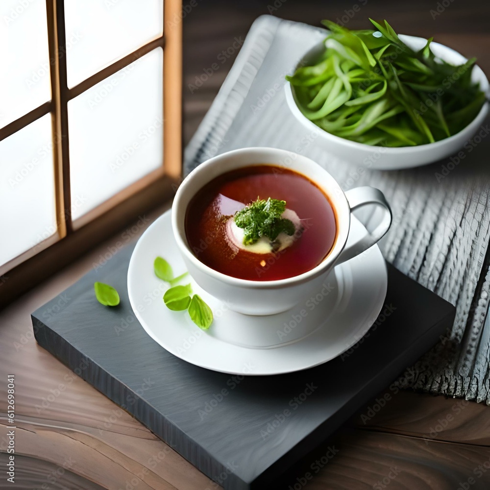Soup puree created by artificial intelligence on a neutral background Soup puree created by artificial intelligence on a neutral background