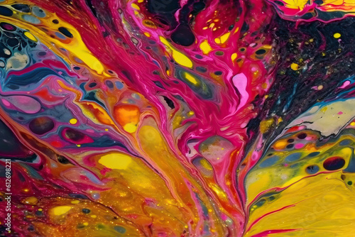 Bright and colorful acrylic painting, style painting, flowing ink-play painting