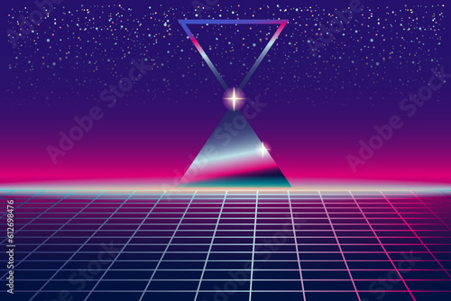 Synthwave retro banner vaporwave aesthetic background