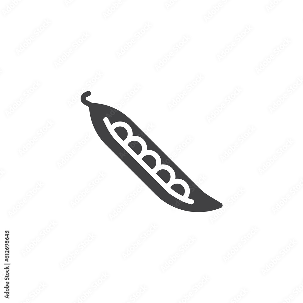 Pea pod with beans vector icon Pea pod with beans vector icon
