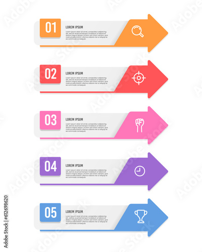 Infographic 5 labels arrows. Vector illustration.