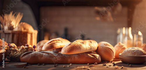 Bright bakery, bread closeups, strong depth of field, food photography, food ambiance photography photos