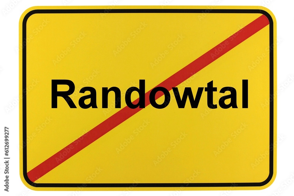 Illustration eines Ortsschildes der Gemeinde Randowtal in Brandenburg Illustration eines Ortsschildes der Gemeinde Randowtal in Brandenburg