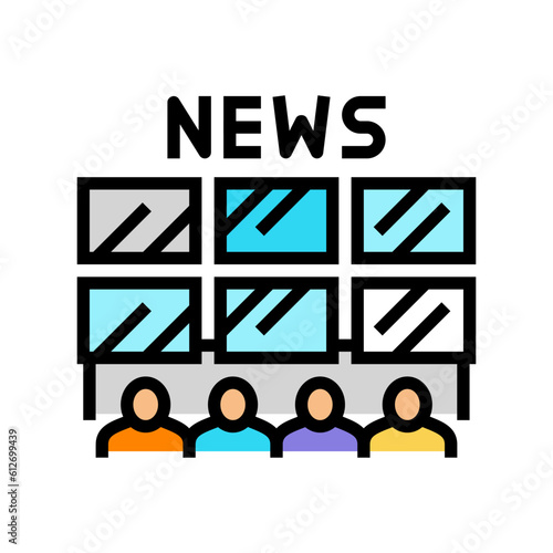 newsroom news media color icon vector. newsroom news media sign. isolated symbol illustration