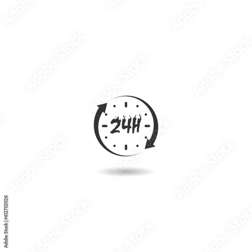 Open 24 hours arrow icon symbol with shadow