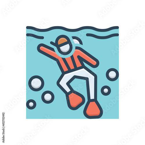 Color illustration icon for diving 