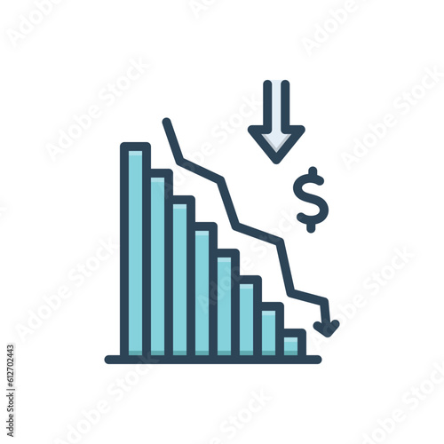 Color illustration icon for down 