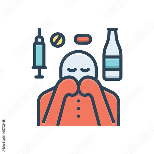 Color illustration icon for addiction 