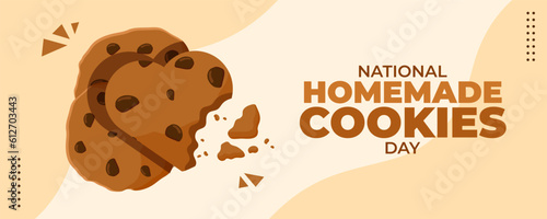 National Homemade Cookies Day on 01 October Banner Background. Horizontal Banner Template Design. Vector Illustration