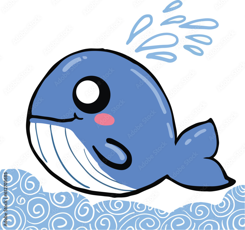 Fototapeta premium blue whale cartoon