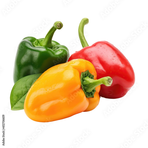 Delicious sweet peppers isolated on transparent background, png clip art. Generated with AI.