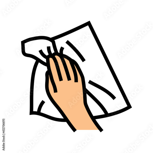 cleaning with paper towel color icon vector. cleaning with paper towel sign. isolated symbol illustration