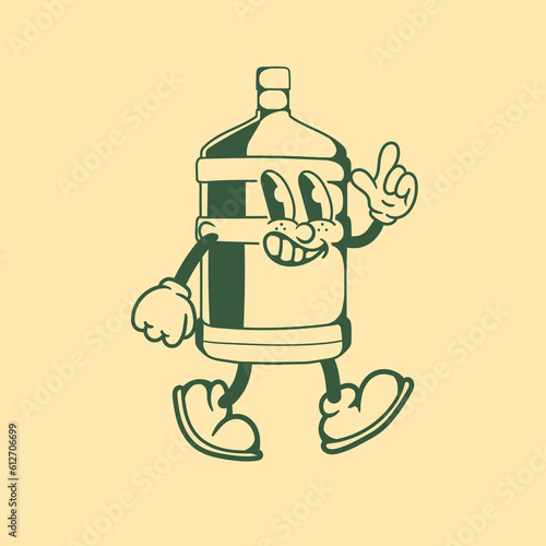 Vintage character design of water gallon