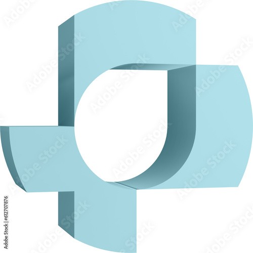3d illustration render logo in the form of a circle of blue on a transparent background