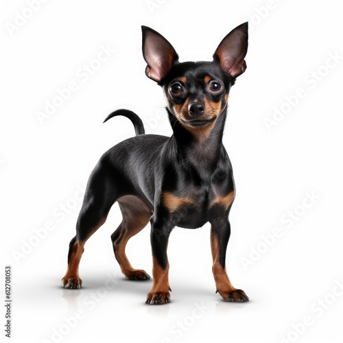 toy terrier dog isolated on white background , ai generative