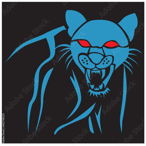 Panther illustration. panther logo ,art, icon , symbol, panther line art colours vector. graphic vector