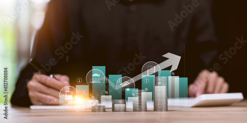Fototapeta concept of finance and investment ,profit growth management ,financial graphical
