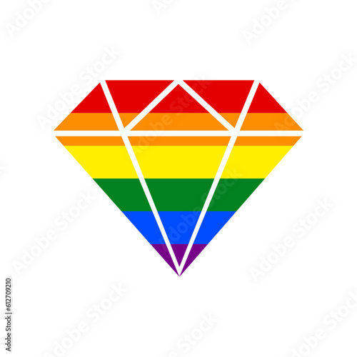 Diamond sign illustration. Rainbow gay LGBT rights colored Icon at white Background. Illustration.