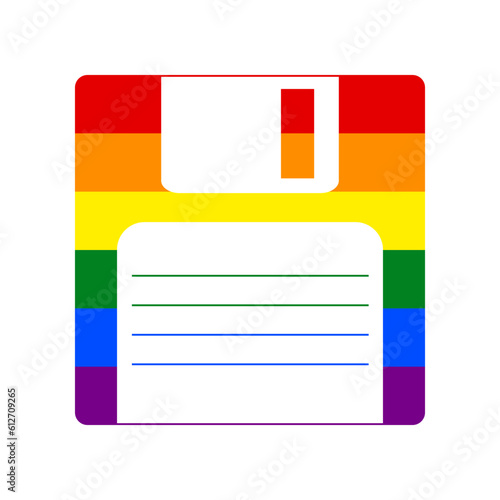 Free Download Floppy disk sign. Rainbow gay LGBT rights colored Icon at white Background. Illustration. - GFXLoad