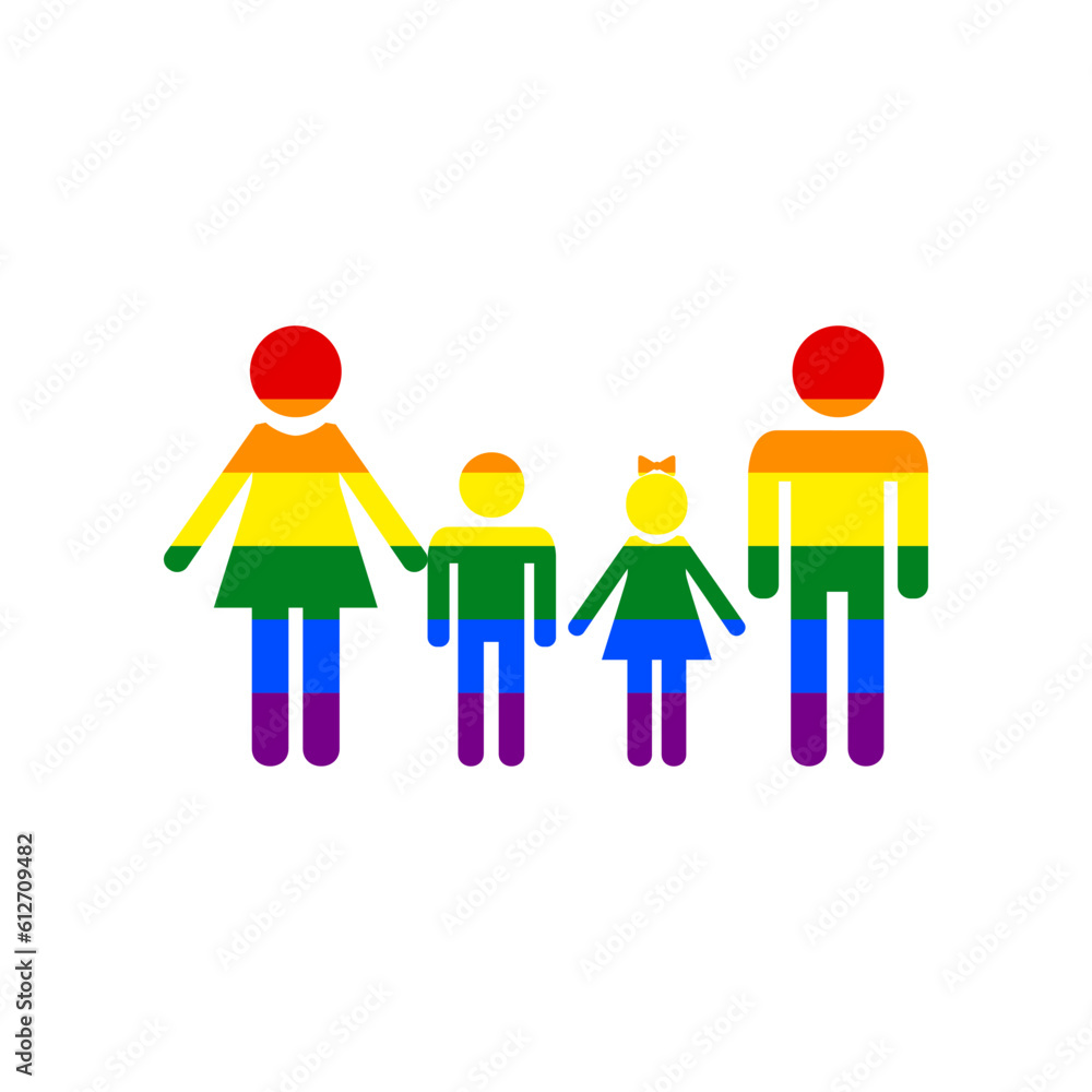 Family sign. Rainbow gay LGBT rights colored Icon at white Background. Illustration. Family sign. Rainbow gay LGBT rights colored Icon at white Background. Illustration.