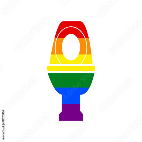 Toilet sign illustration. Rainbow gay LGBT rights colored Icon at white Background. Illustration.