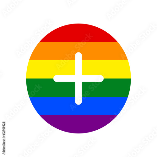 Positive symbol plus sign. Rainbow gay LGBT rights colored Icon at white Background. Illustration.