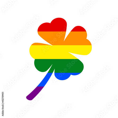 Leaf clover sign. Rainbow gay LGBT rights colored Icon at white Background. Illustration.