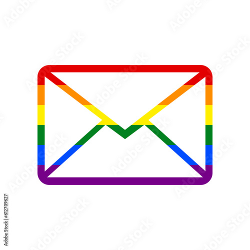 Letter sign illustration. Rainbow gay LGBT rights colored Icon at white Background. Illustration.