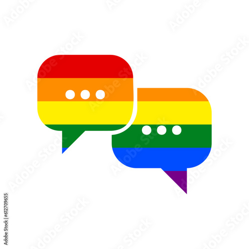 Speech bubbles sign. Rainbow gay LGBT rights colored Icon at white Background. Illustration.
