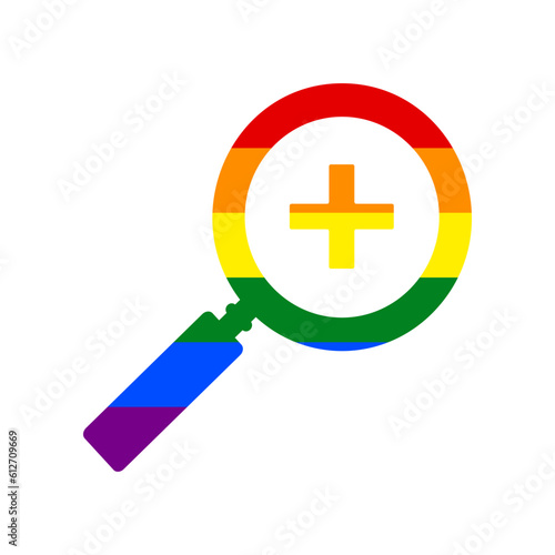 Zoom sign illustration. Rainbow gay LGBT rights colored Icon at white Background. Illustration.