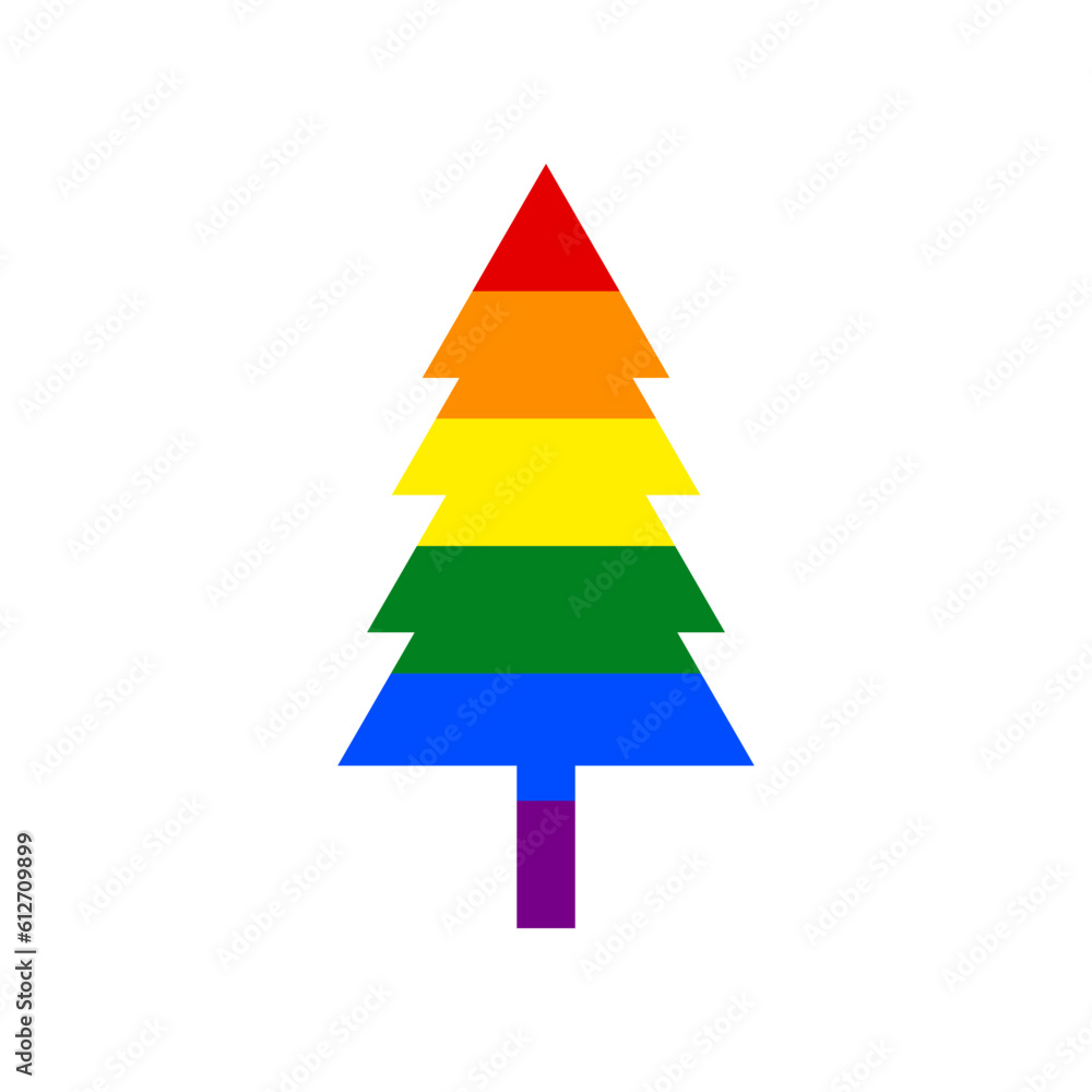 New year tree sign. Rainbow gay LGBT rights colored Icon at white Background. Illustration. New year tree sign. Rainbow gay LGBT rights colored Icon at white Background. Illustration.