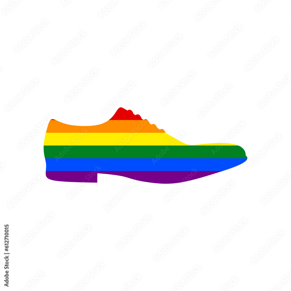Obraz premium Men Shoes sign. Rainbow gay LGBT rights colored Icon at white Background. Illustration.