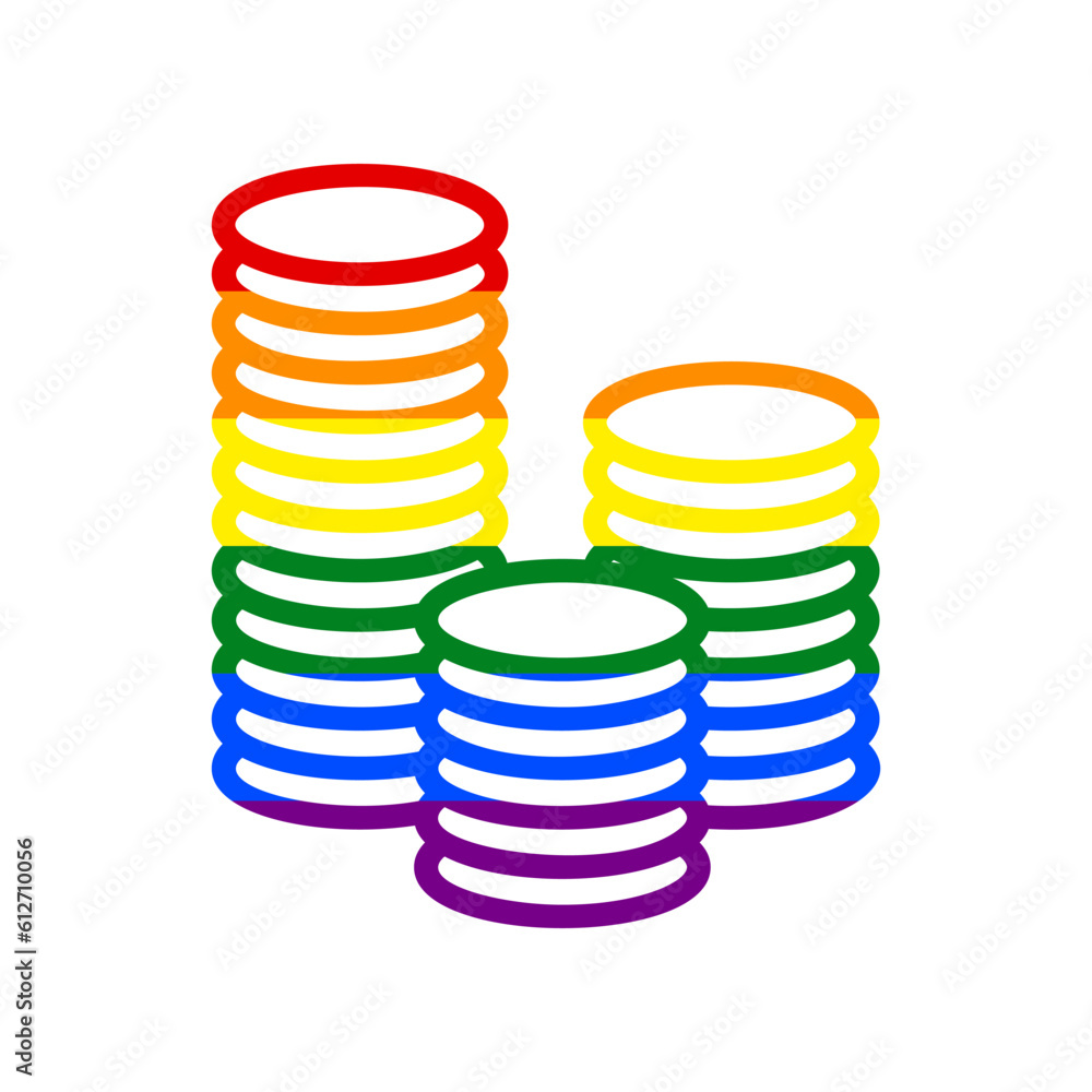 Money sign illustration. Rainbow gay LGBT rights colored Icon at white Background. Illustration. Money sign illustration. Rainbow gay LGBT rights colored Icon at white Background. Illustration.