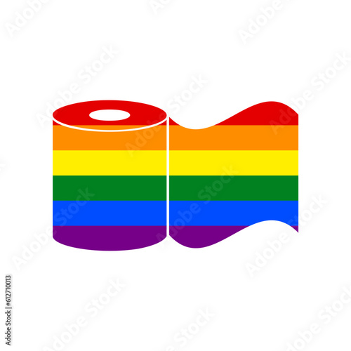 Toilet Paper sign. Rainbow gay LGBT rights colored Icon at white Background. Illustration.