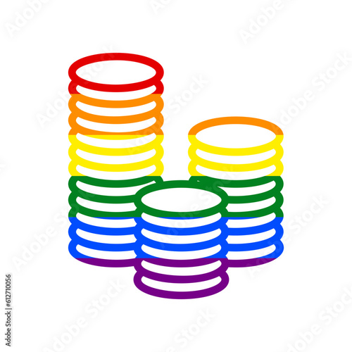 Money sign illustration. Rainbow gay LGBT rights colored Icon at white Background. Illustration.