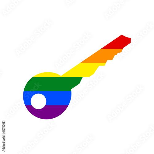Key sign illustration. Rainbow gay LGBT rights colored Icon at white Background. Illustration.
