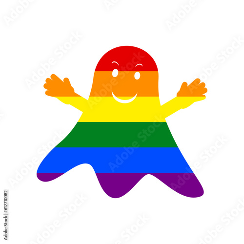 Ghost sign. Rainbow gay LGBT rights colored Icon at white Background. Illustration.