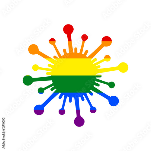 Virus sign illustration. Rainbow gay LGBT rights colored Icon at white Background. Illustration.