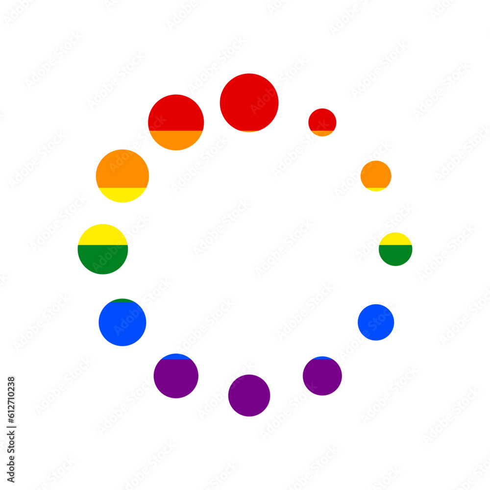 Circular loading sign. Rainbow gay LGBT rights colored Icon at white Background. Illustration. Circular loading sign. Rainbow gay LGBT rights colored Icon at white Background. Illustration.