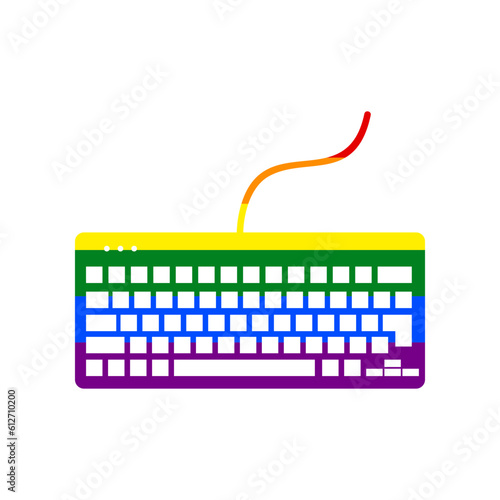 Keyboard simple sign. Rainbow gay LGBT rights colored Icon at white Background. Illustration.