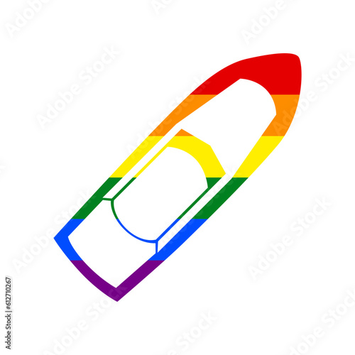 Boat sign. Rainbow gay LGBT rights colored Icon at white Background. Illustration.
