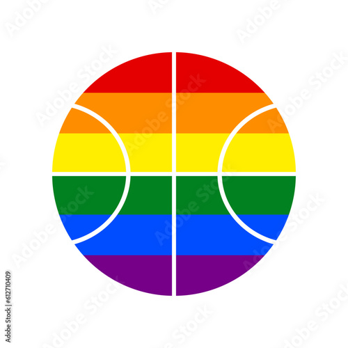 Basketball ball sign illustration. Rainbow gay LGBT rights colored Icon at white Background. Illustration.