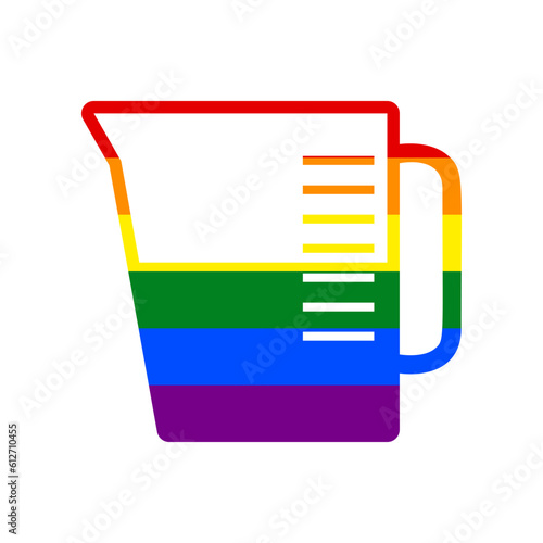 Beaker sign. Rainbow gay LGBT rights colored Icon at white Background. Illustration.