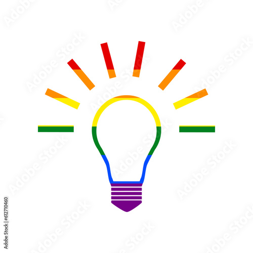 Light lamp sign. Rainbow gay LGBT rights colored Icon at white Background. Illustration.