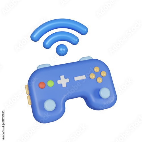 3d minimal joystick. game controller. video game entertainment. icon isolated on white background. 3d rendering illustration. Clipping path.