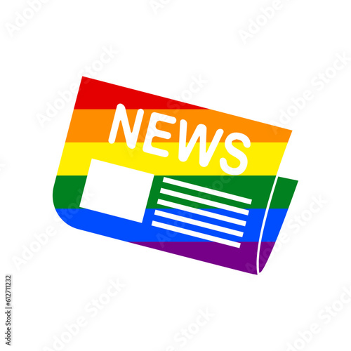 Newspaper sign. Rainbow gay LGBT rights colored Icon at white Background. Illustration.