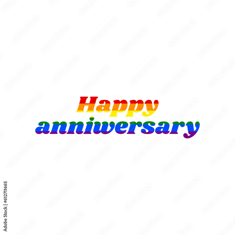Happy birthday slogan. Rainbow gay LGBT rights colored Icon at white Background. Illustration.