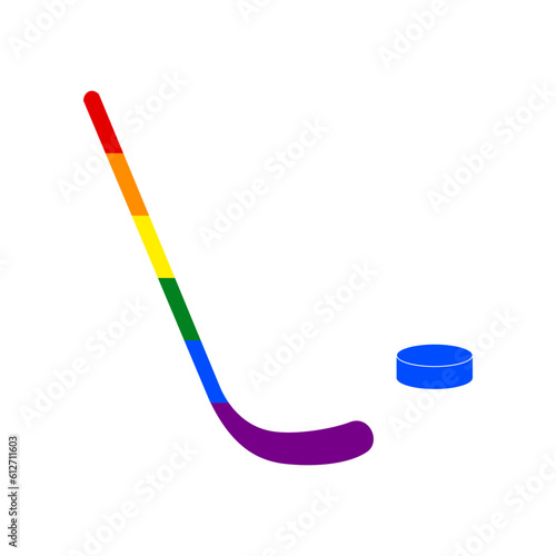 Stick and field sign. Rainbow gay LGBT rights colored Icon at white Background. Illustration.