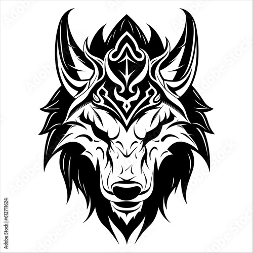Viking Wolf head design for Viking Celtic illustration motive tattoo